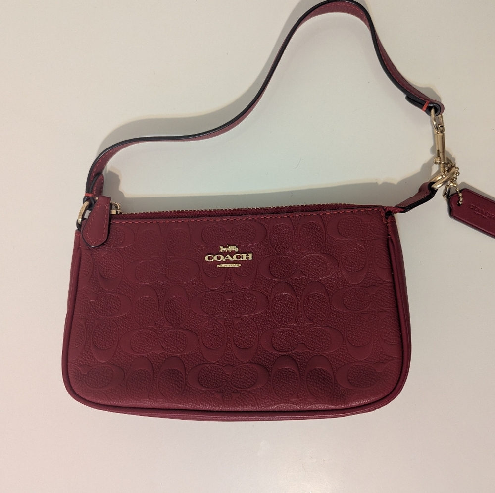 Coach Cherry Red Debossed Nolita EUC - Picture 10 of 13